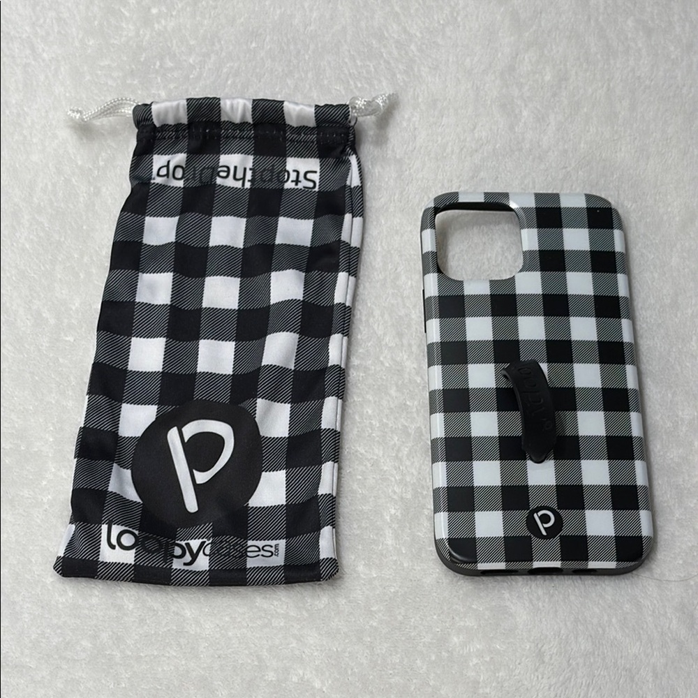 iPhone 12 Pro 6.1” Black and White Plaid Loopy